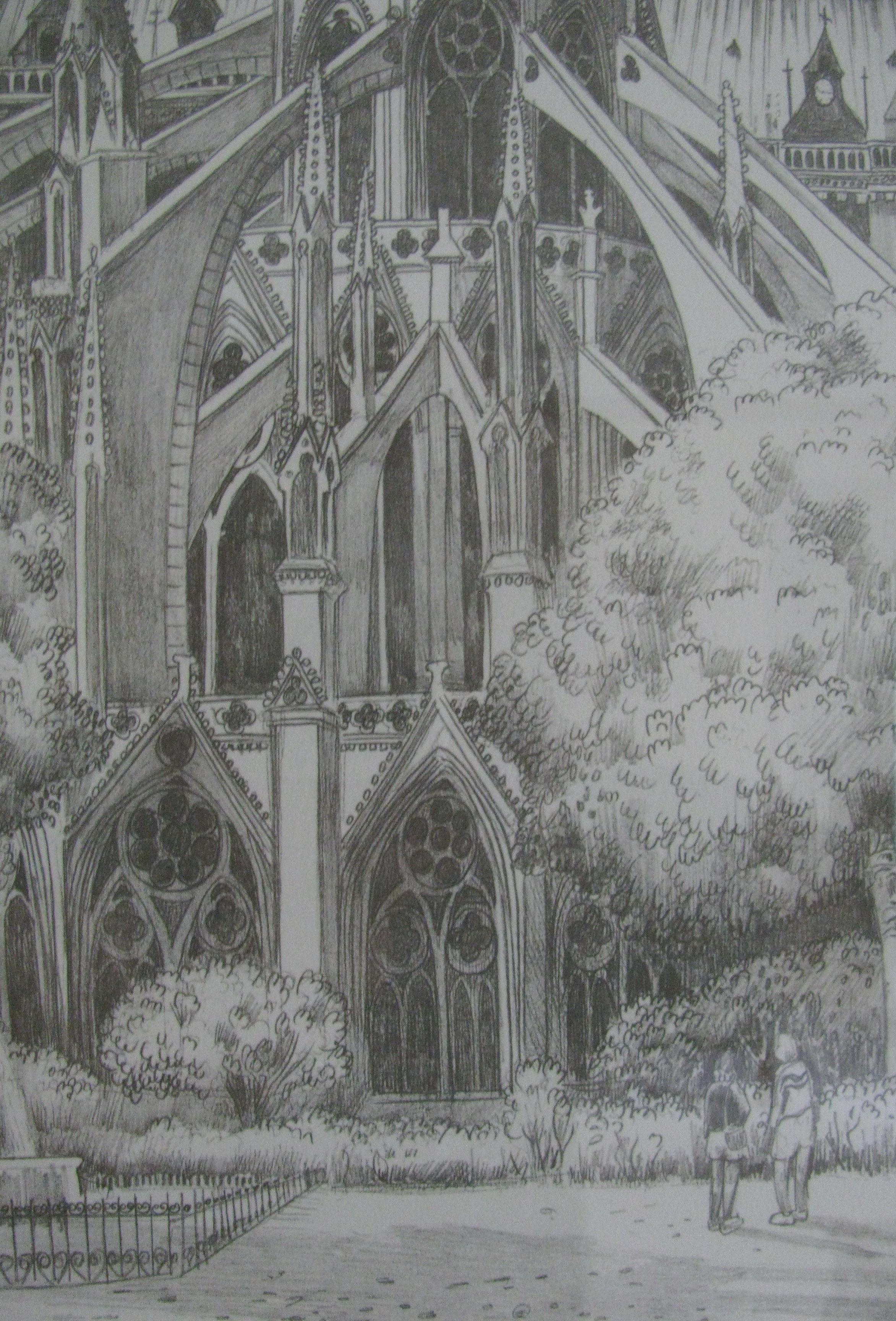 Pair of Framed Pencil Sketch Prints by F. Dhoska