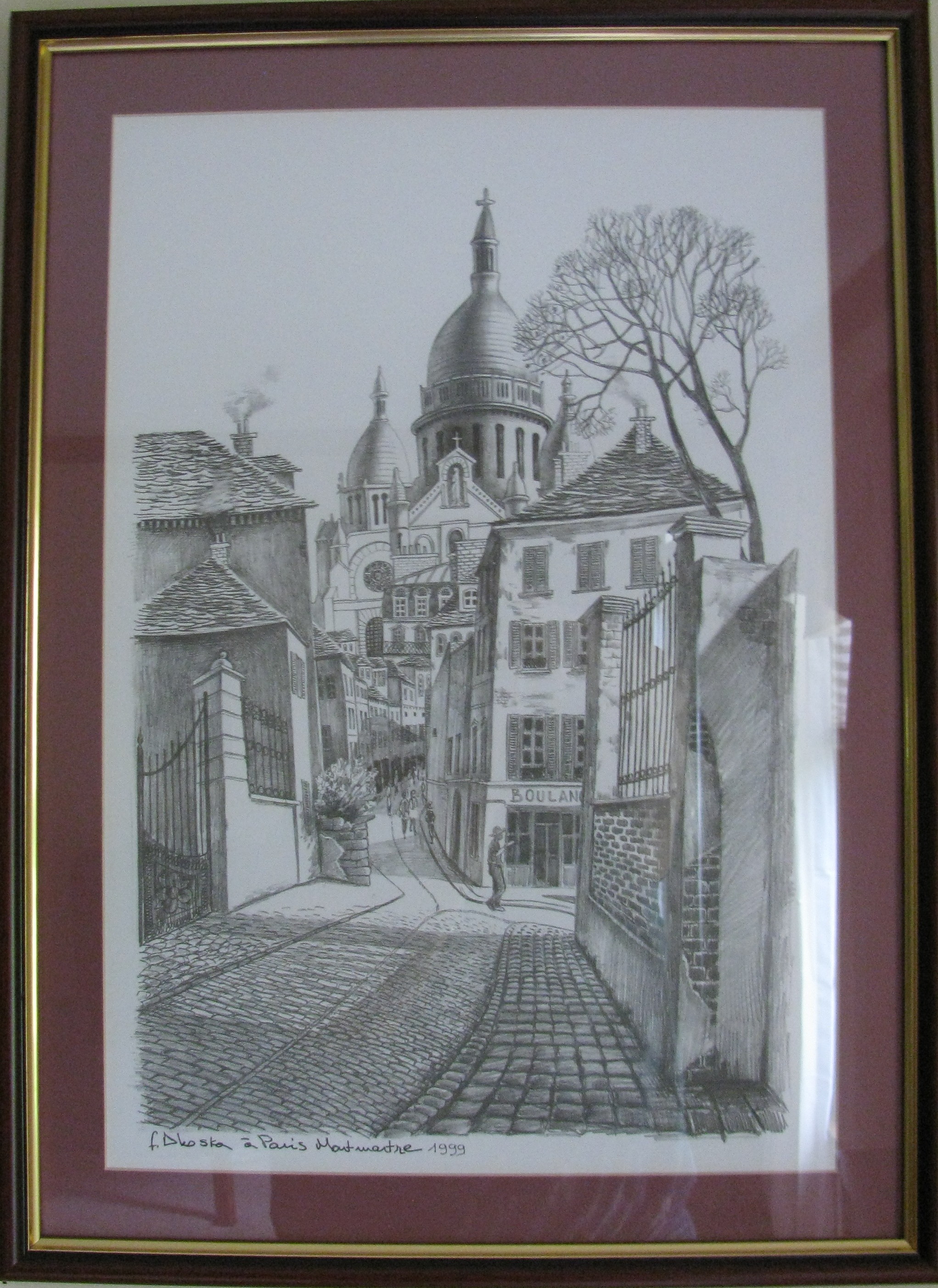 Pair of Framed Pencil Sketch Prints by F. Dhoska