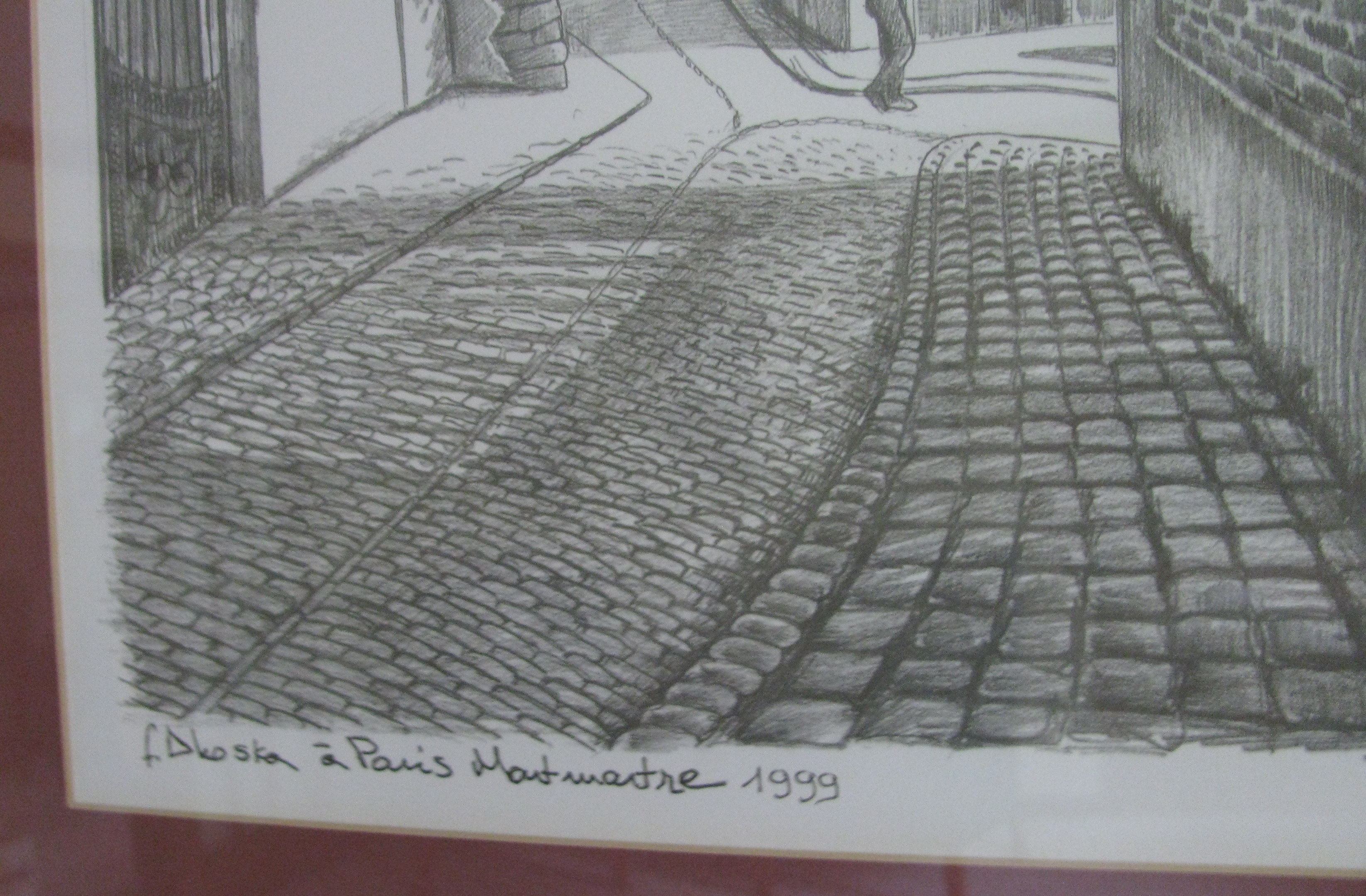 Pair of Framed Pencil Sketch Prints by F. Dhoska