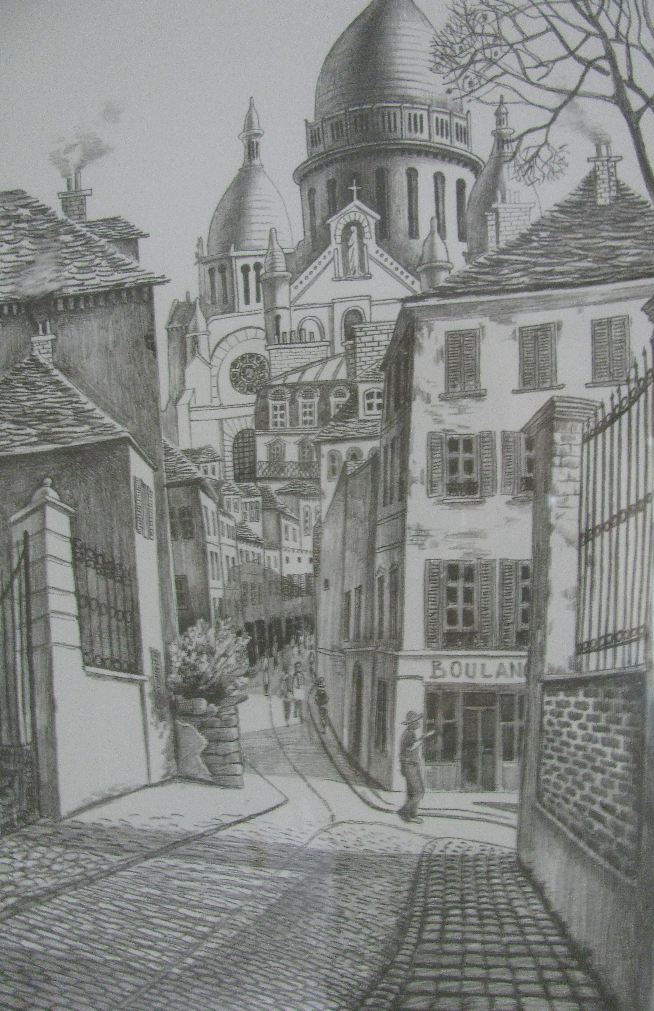 Pair of Framed Pencil Sketch Prints by F. Dhoska