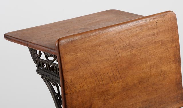 Antique New Oxford Cast Iron and Oak School Desk