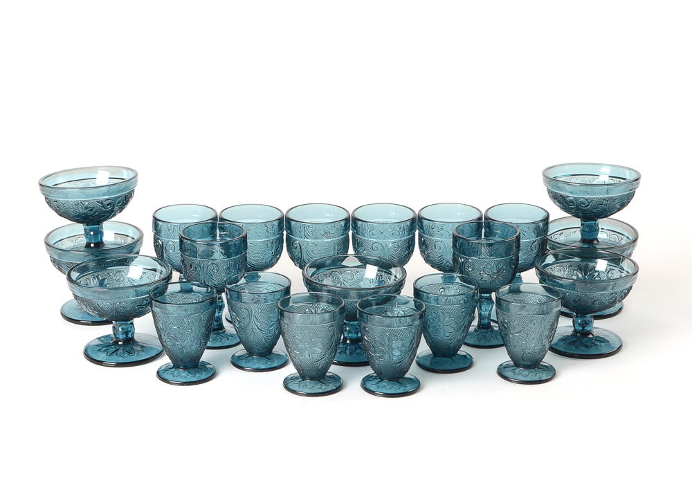 Set of Tiara Indiana Glass Bicentennial Blue Glasses 