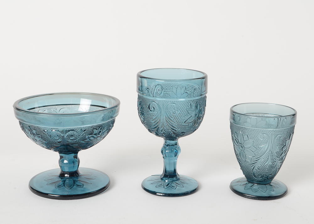 Set of Tiara Indiana Glass Bicentennial Blue Glasses 