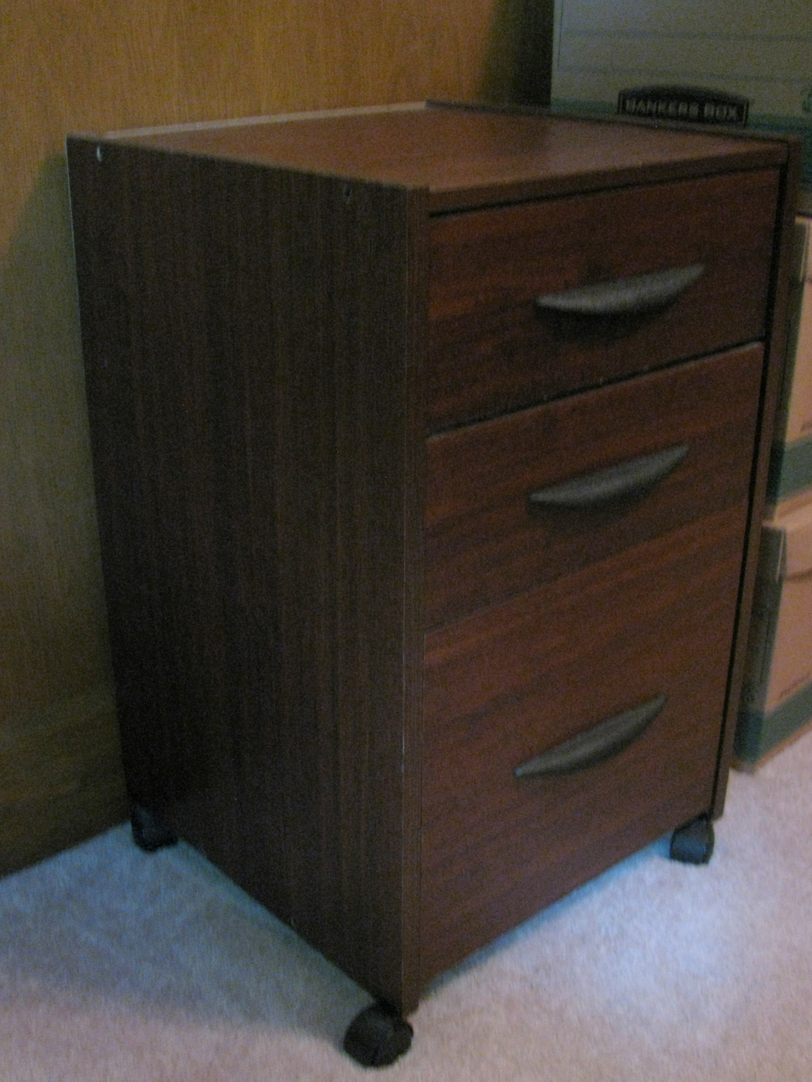 Rolling Three Drawer File Cabinet