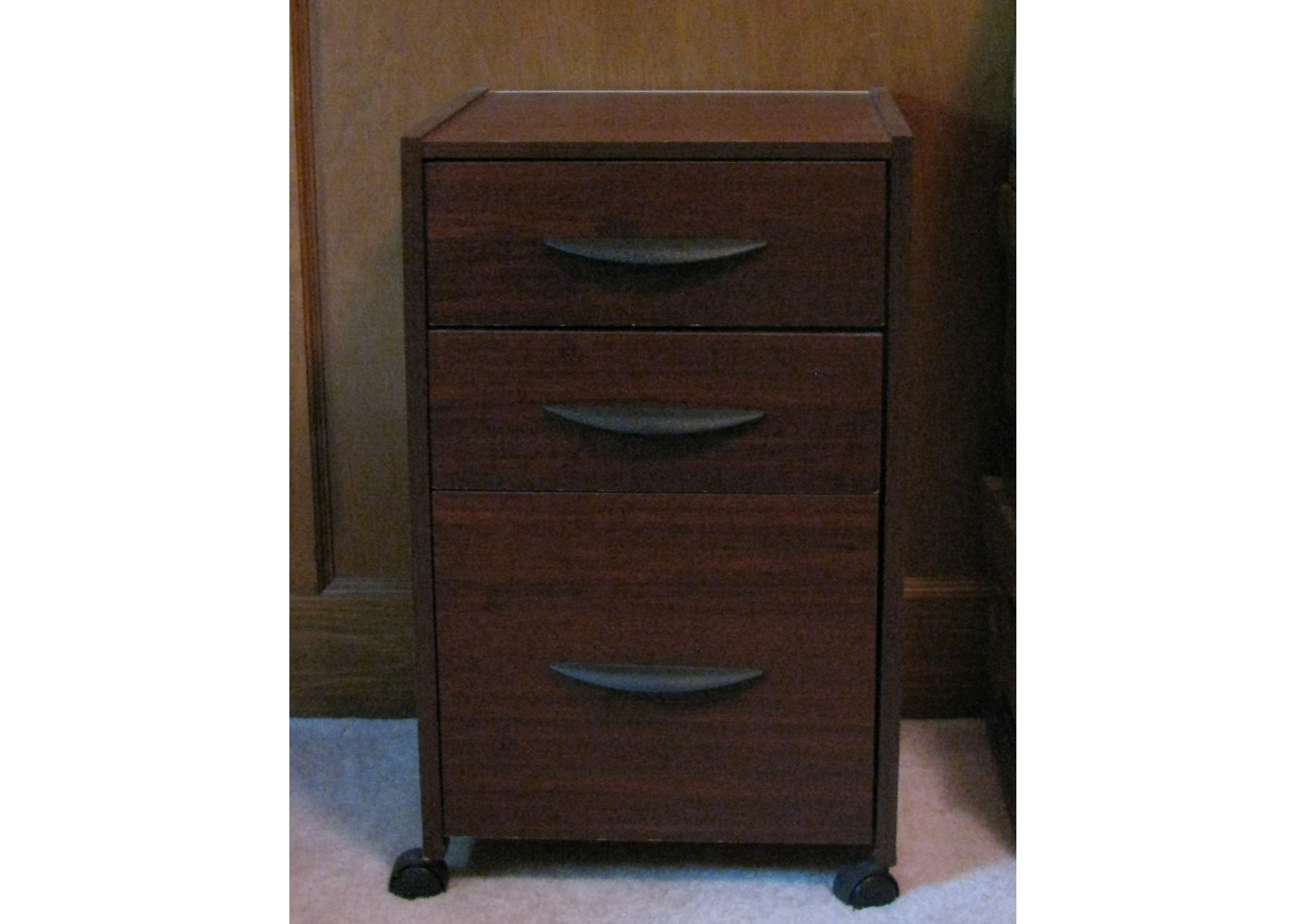 Rolling Three Drawer File Cabinet