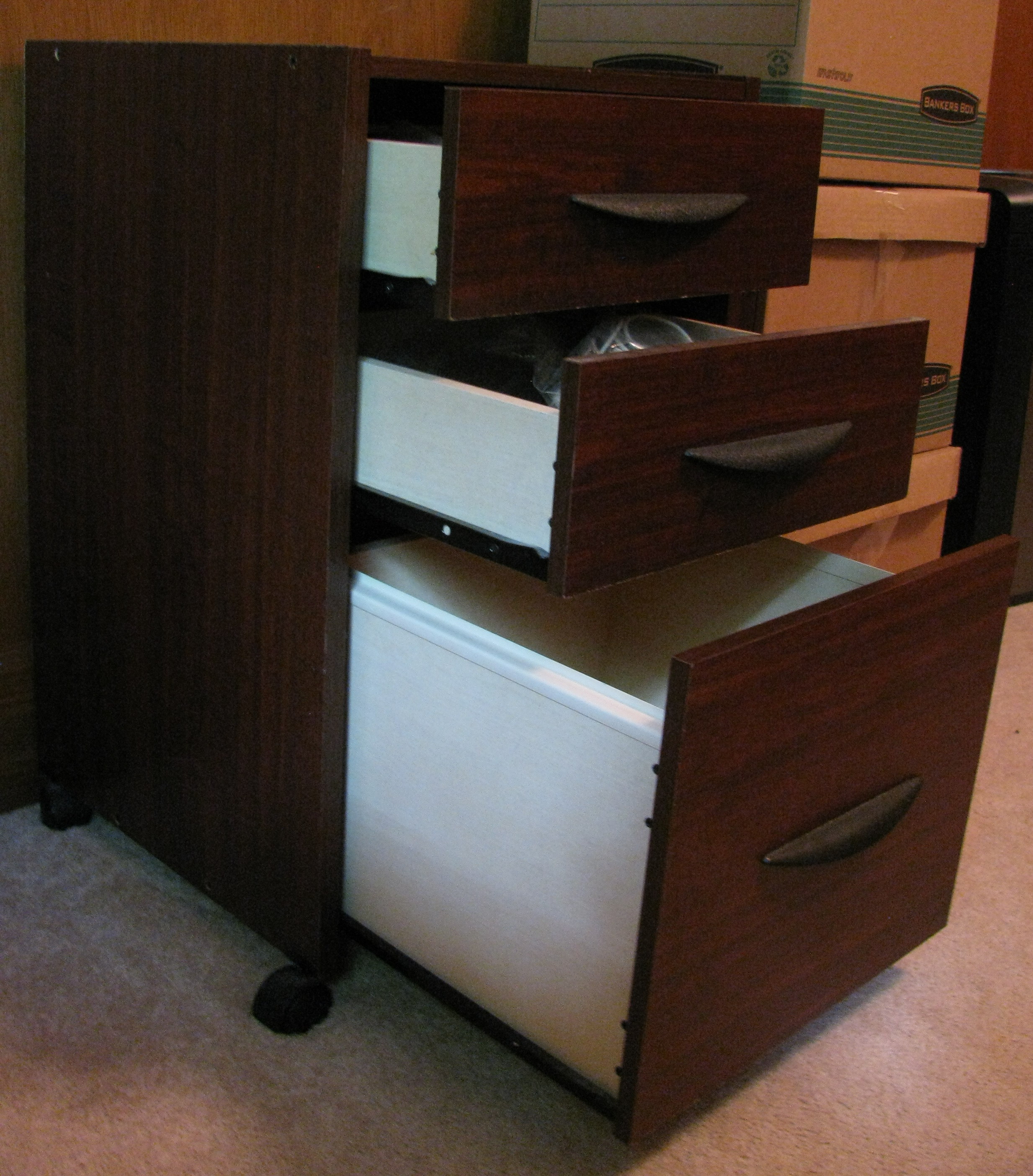 Rolling Three Drawer File Cabinet