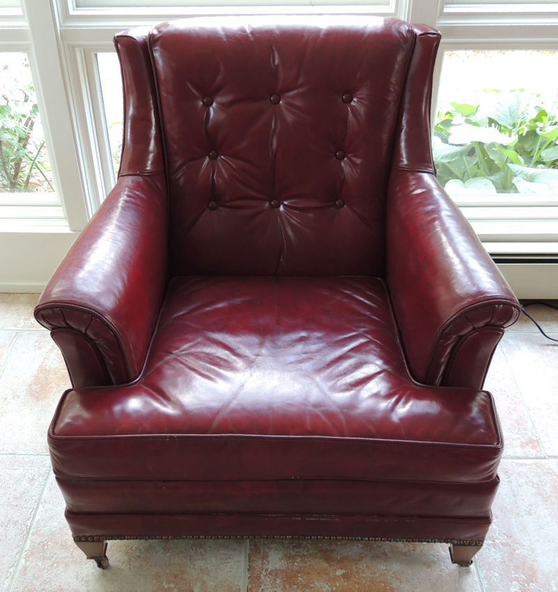 Heritage Oxblood Red Leather Chair and Ottoman