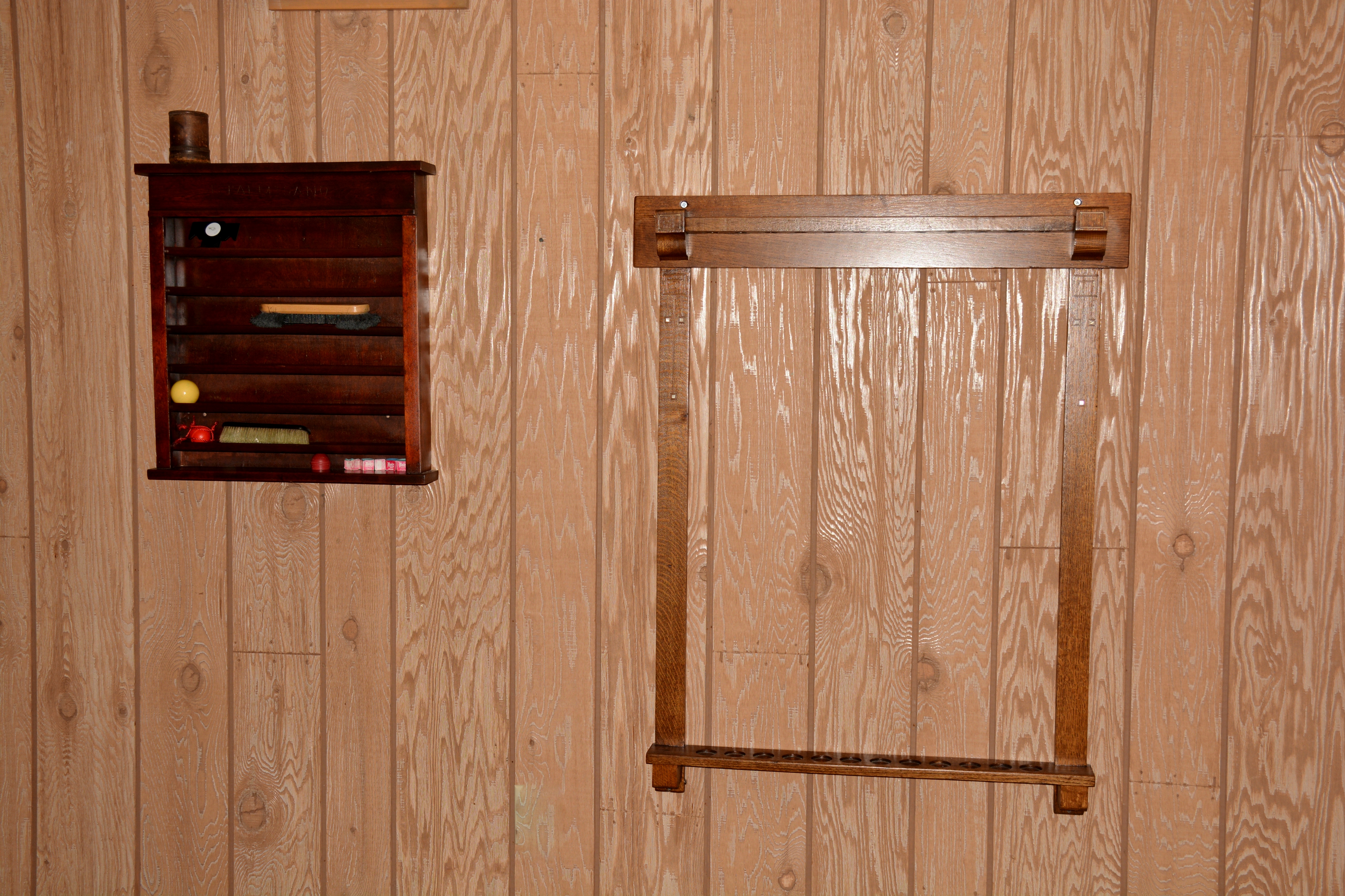 Vintage Billiard Accessories Shelf and Cue Rack