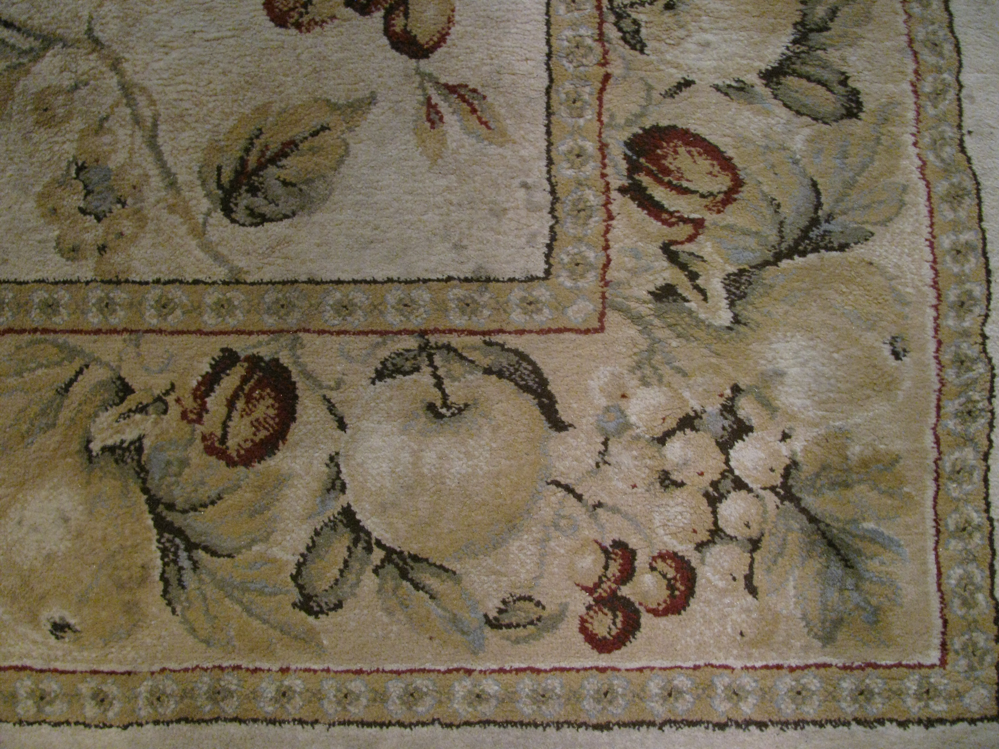 Tan, Sage and Cranberry Tuscan Style Area Rug 