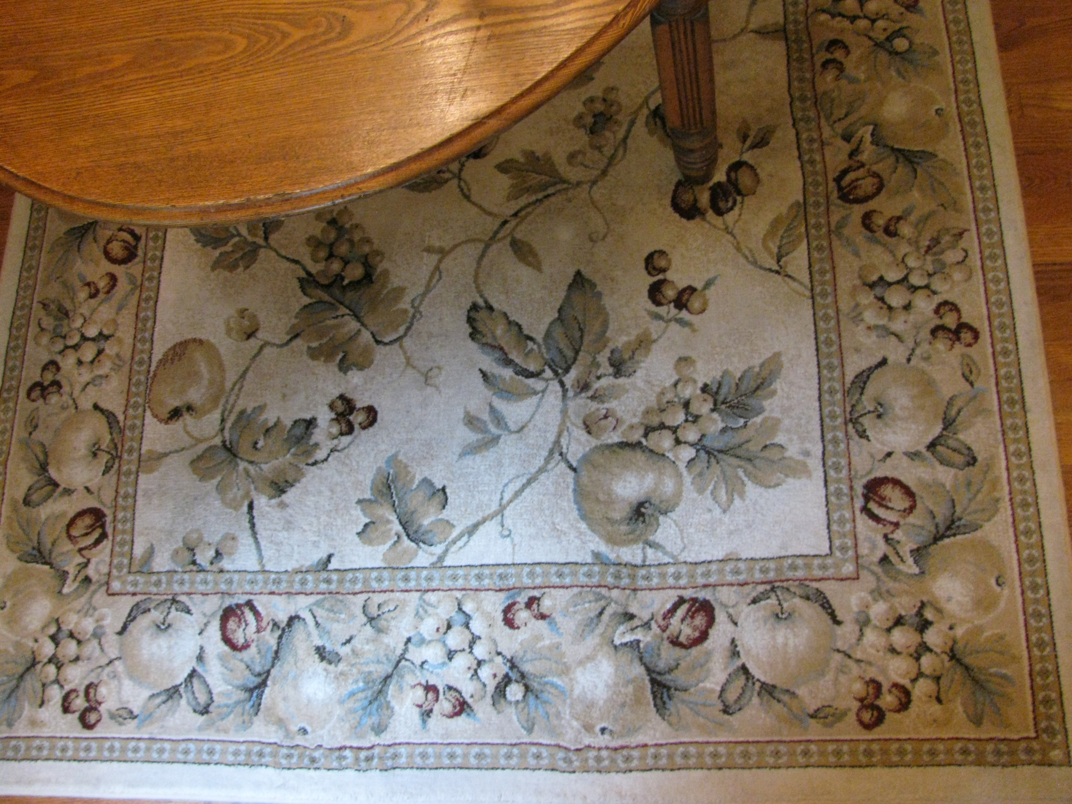 Tan, Sage and Cranberry Tuscan Style Area Rug 