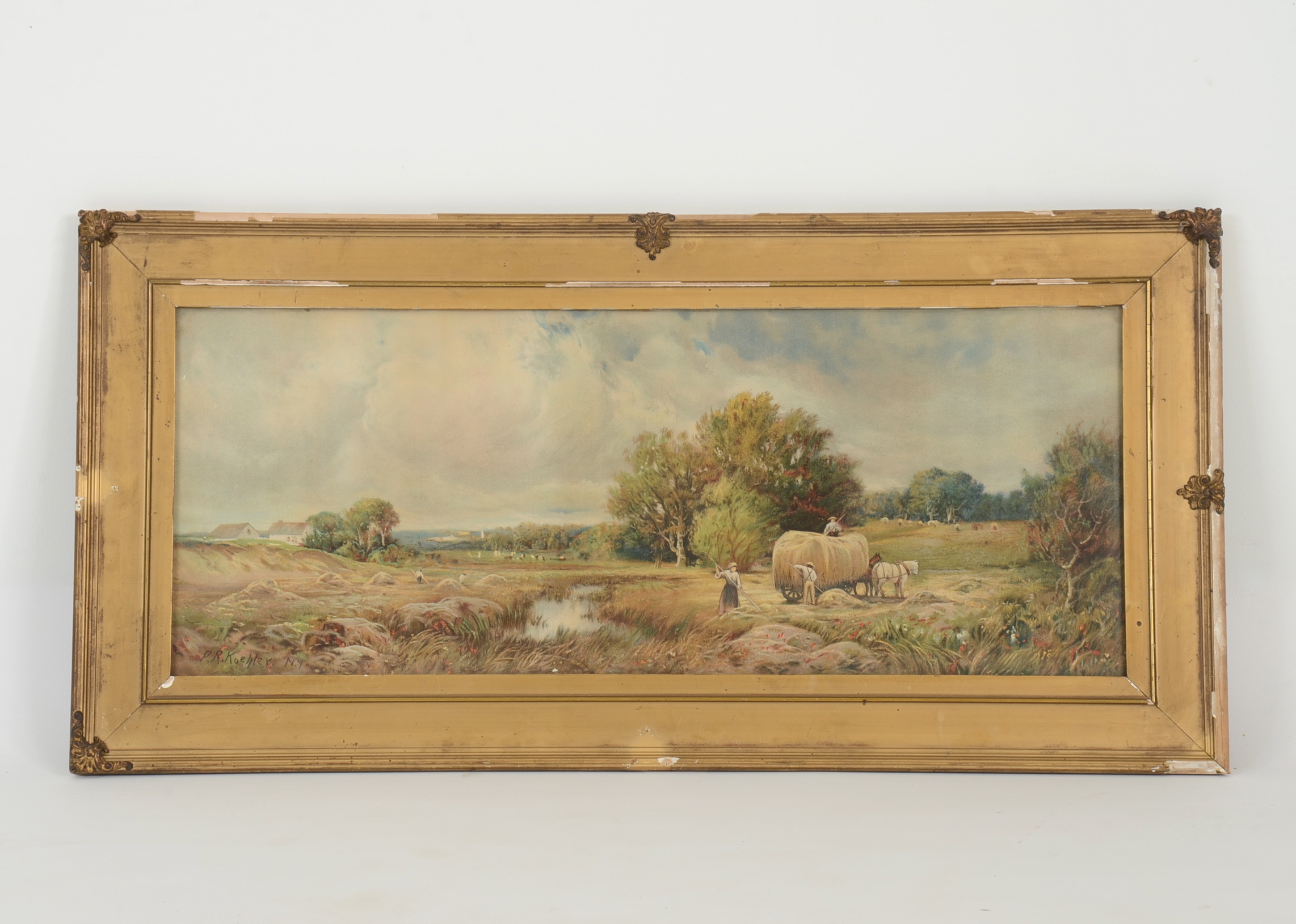 Framed Vintage P.R. Koehler Chromolithograph Print