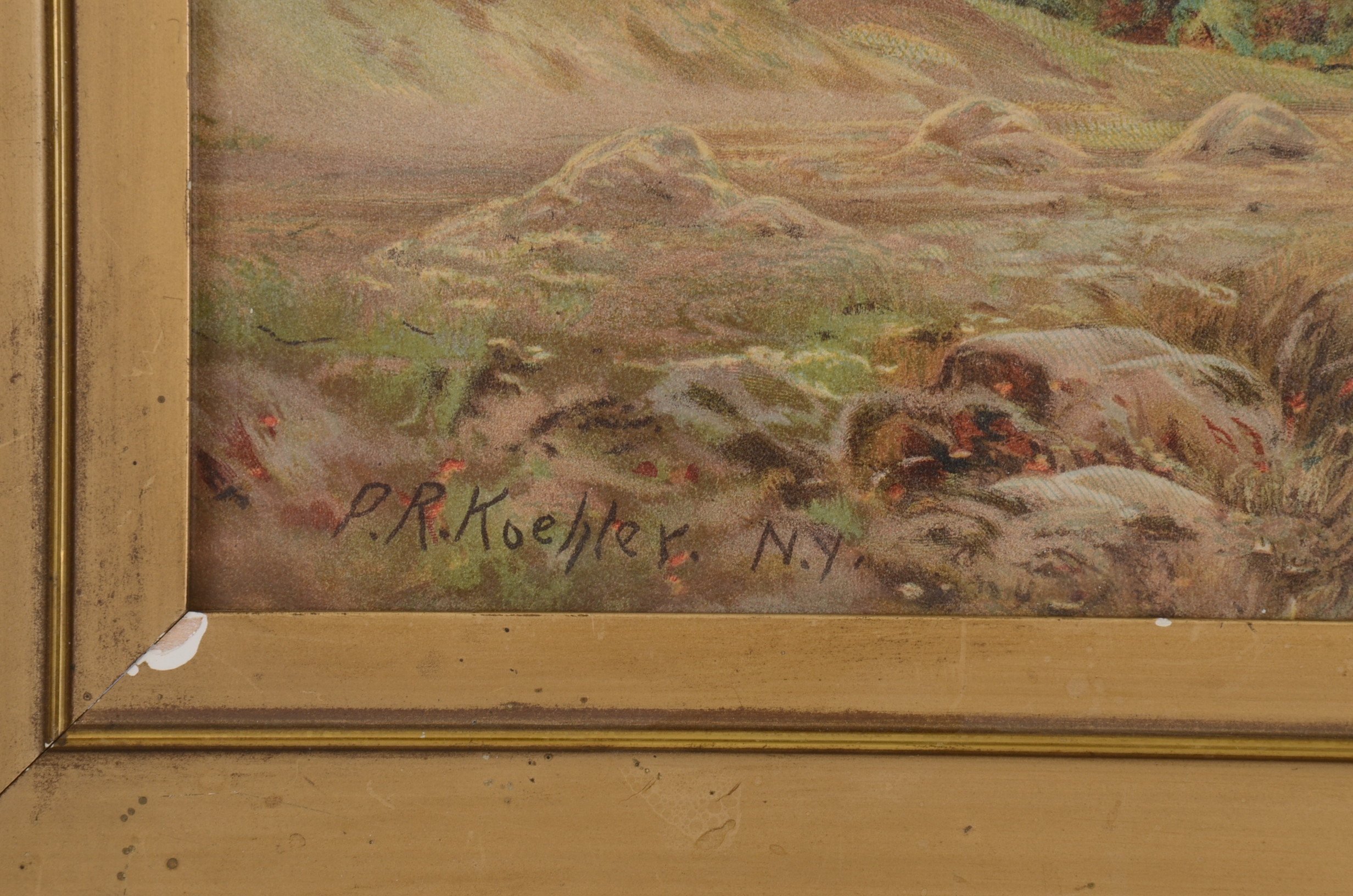 Framed Vintage P.R. Koehler Chromolithograph Print