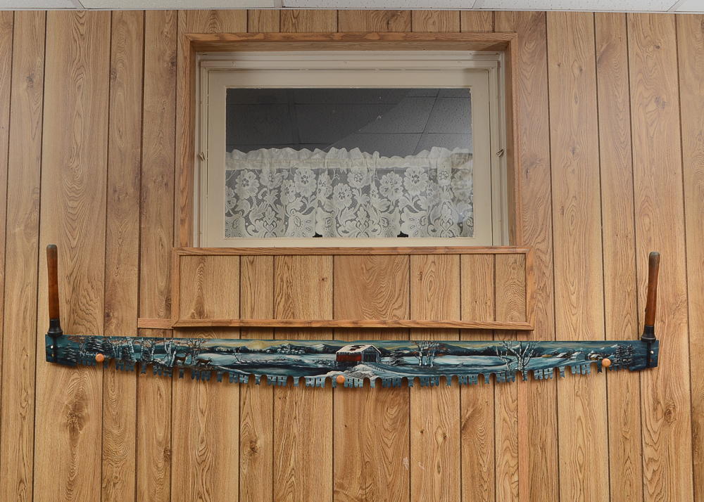 Hand Painted Decorative Two Man Saw, Signed By Artist.