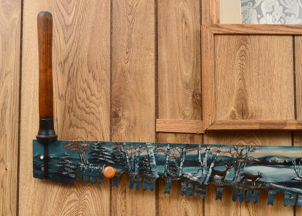 Hand Painted Decorative Two Man Saw, Signed By Artist.