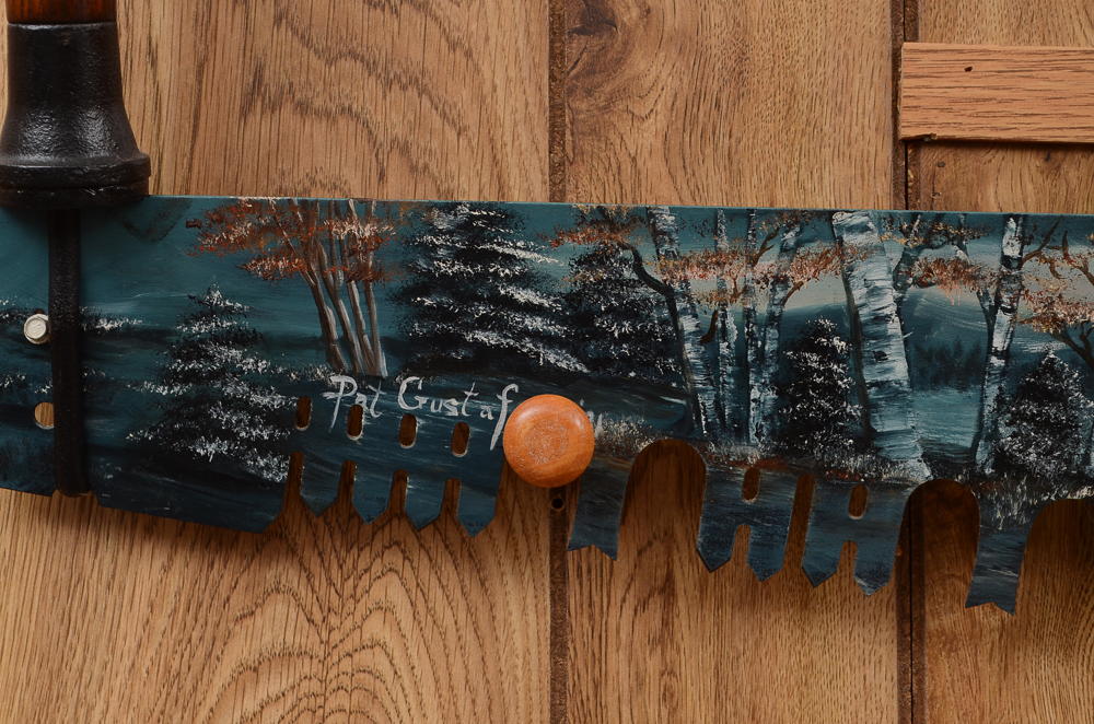 Hand Painted Decorative Two Man Saw, Signed By Artist.