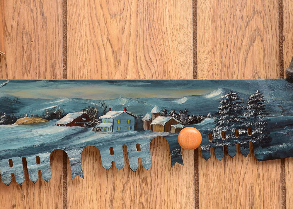 Hand Painted Decorative Two Man Saw, Signed By Artist.