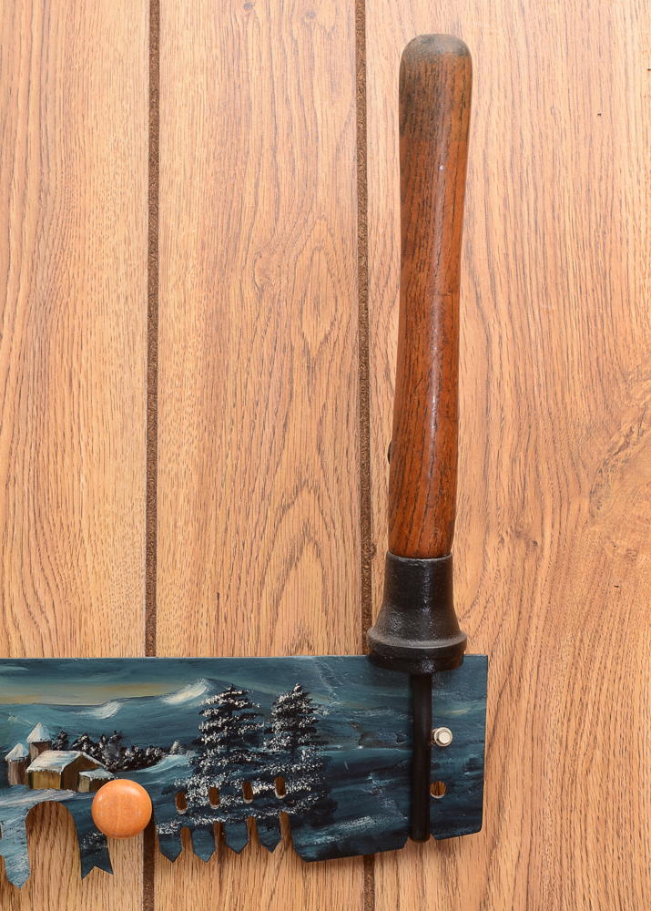 Hand Painted Decorative Two Man Saw, Signed By Artist.