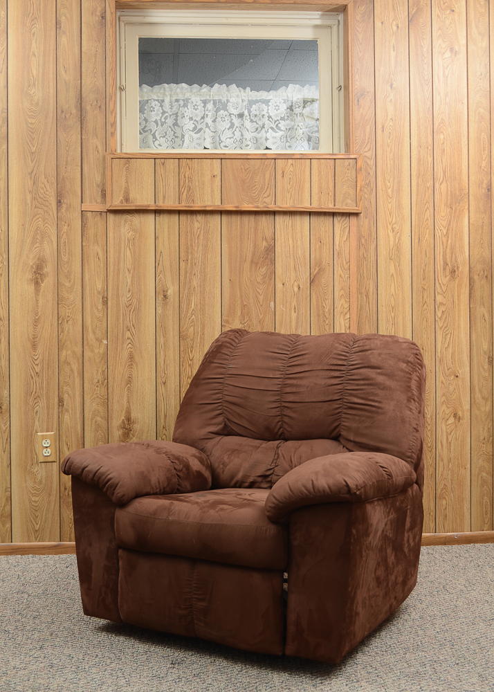Large Brown Ultra Suede Recliner