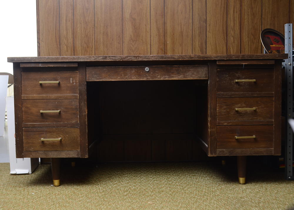 Vintage Desk and Two Desk Chairs