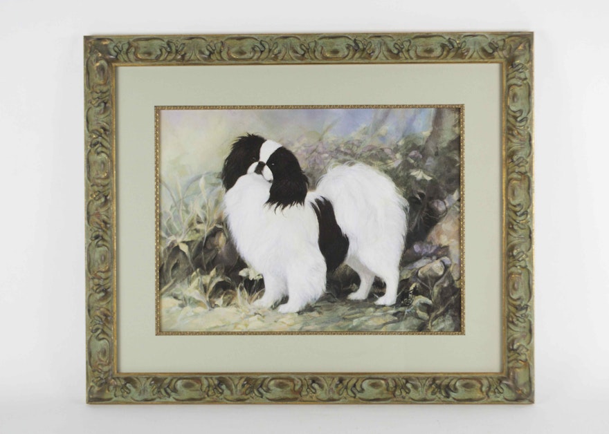 Lithograph " The Joys of a Japanese Chin" By Choquette