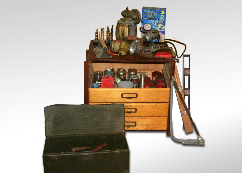 Vintage Cabinet and Tools