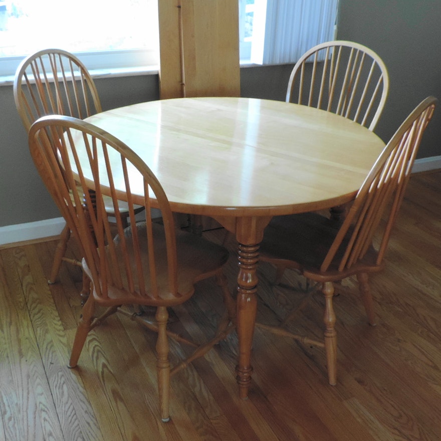 Maple Dining Table with Four Chairs and Two Leaves
