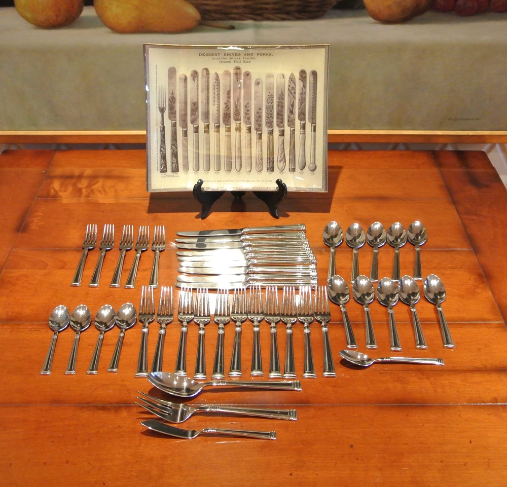 Lenox Flatware and Glass Tray Showing Vintage Patterns