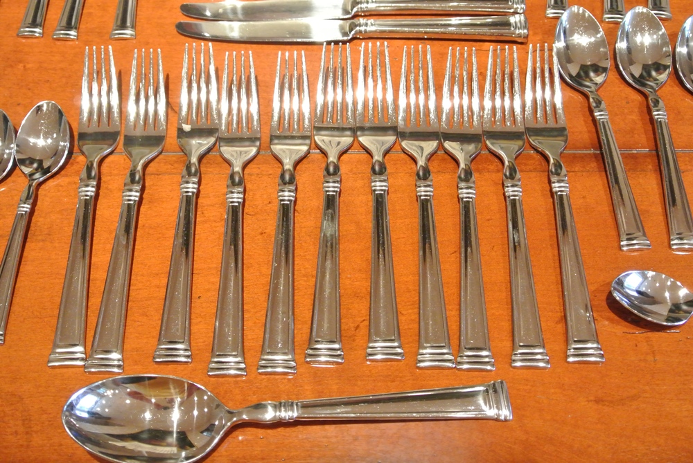 Lenox Flatware and Glass Tray Showing Vintage Patterns