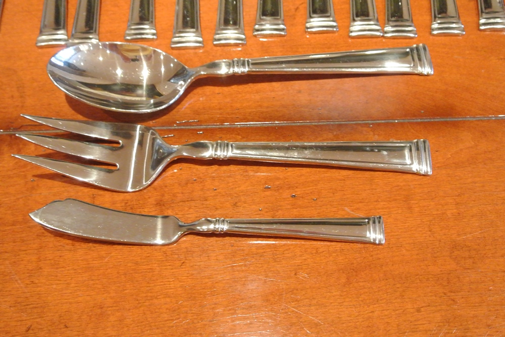 Lenox Flatware and Glass Tray Showing Vintage Patterns
