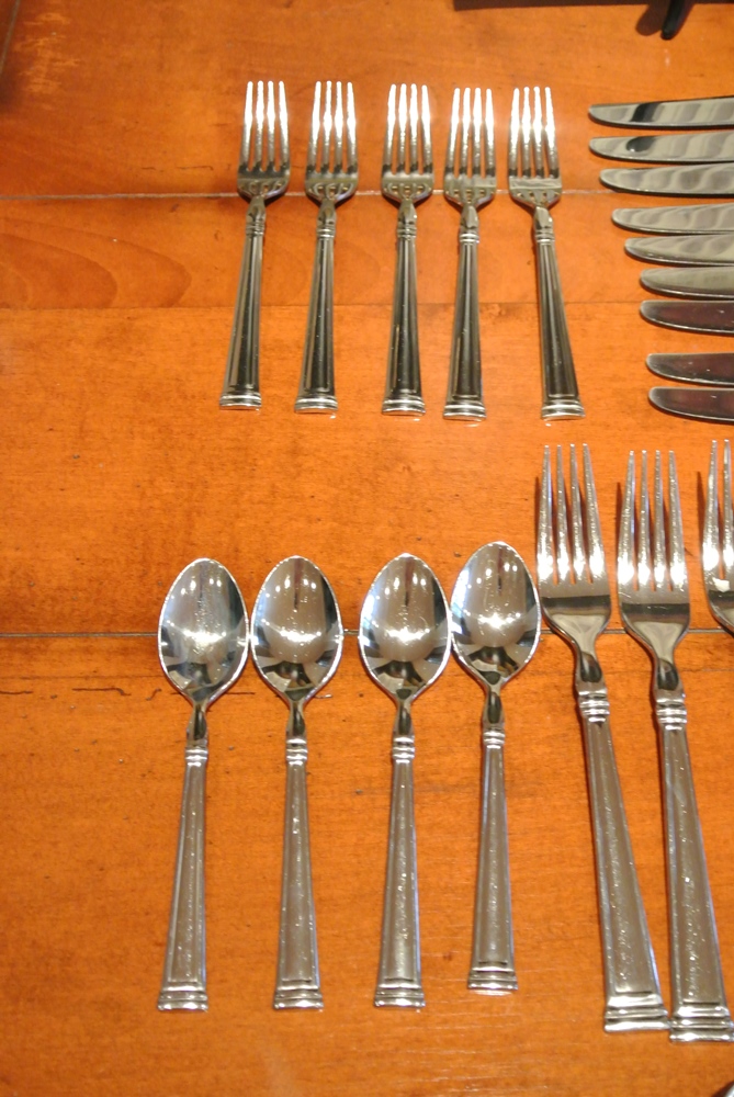 Lenox Flatware and Glass Tray Showing Vintage Patterns