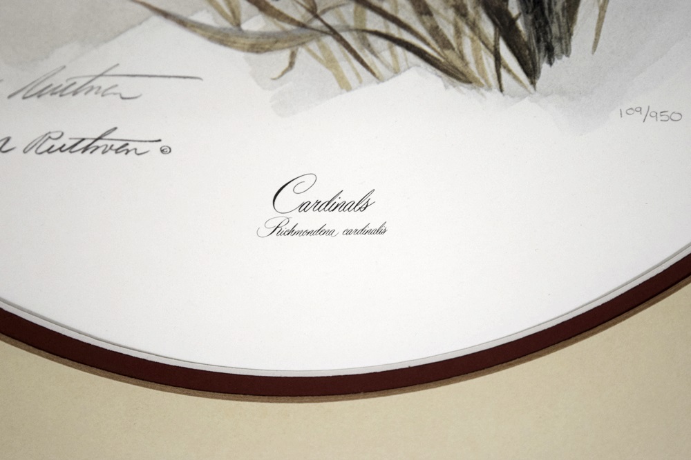 "Cardinals" Signed and Numbered Lithograph by John Ruthven