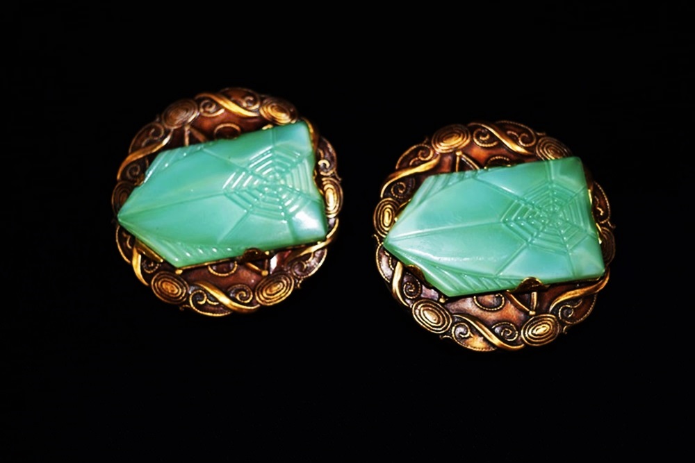 A Pair of Incredible Art Deco Oversized Buttons 