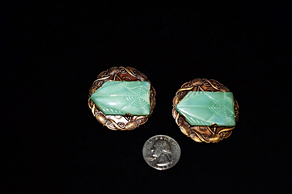 A Pair of Incredible Art Deco Oversized Buttons 
