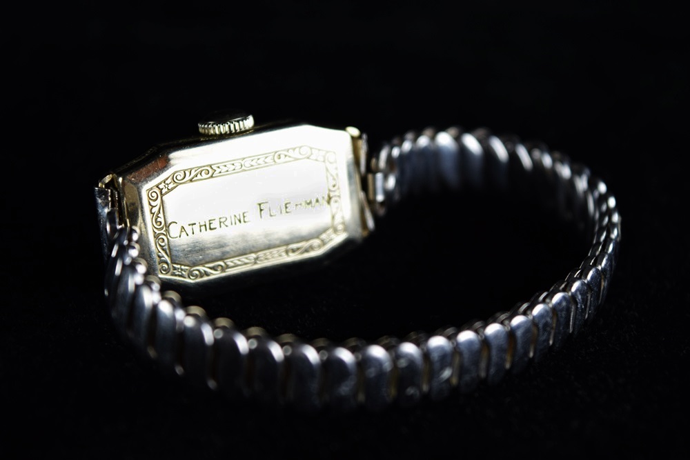 A Women's Vintage Gruen Watch with Ornate 14k White Gold Case