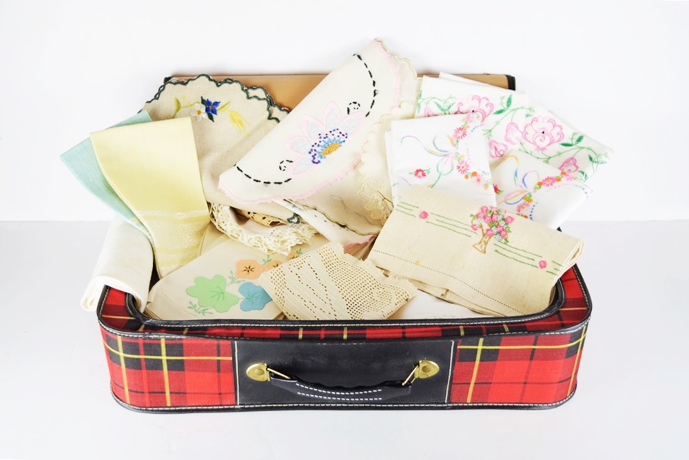 A Generous Array of Vintage Embroidered Linen Items