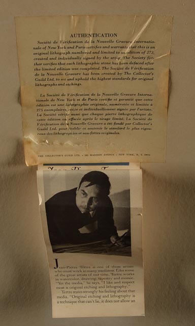 Jean-Pierre Tertre Signed Limited Edition Framed Lithograph