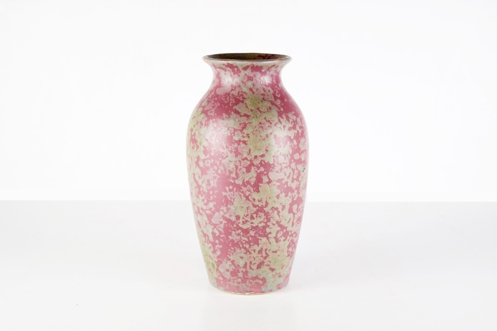 An Attractive Art Pottery Vase in a Deep Rose Mottle Matte Glaze