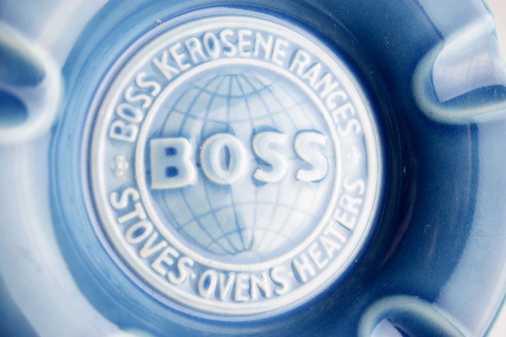 A Pair of Rookwood Ash Receivers Advertising "Boss" Products 1947