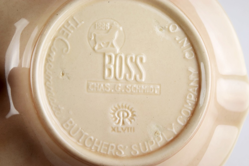 Rookwood Ash Receivers Advertising "Boss" Butcher's Supply, 1948