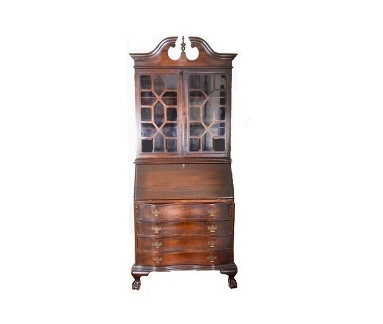 Chippendale Style Secretary Desk in Mahogany, Mid-20th Century