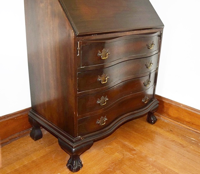 Chippendale Style Secretary Desk in Mahogany, Mid-20th Century