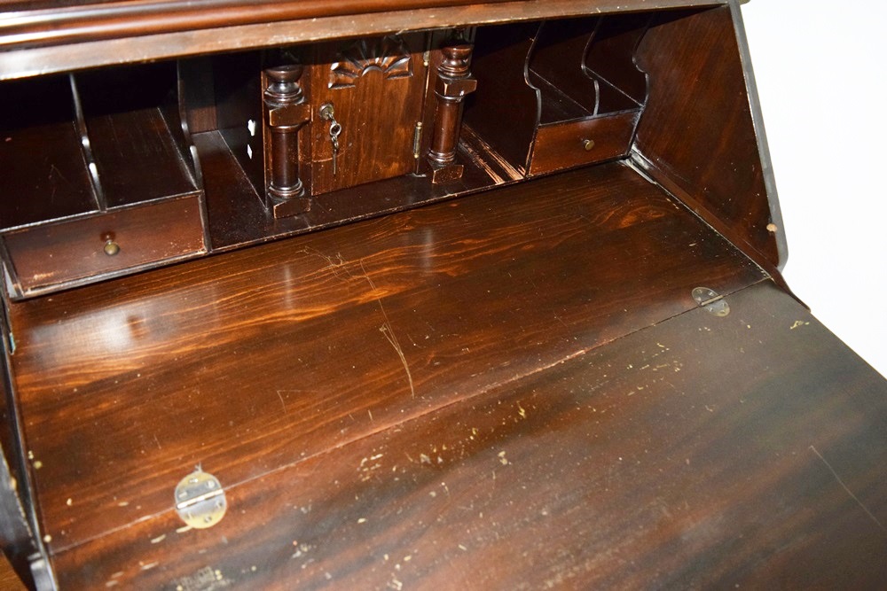 Chippendale Style Secretary Desk in Mahogany, Mid-20th Century