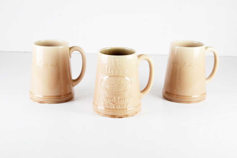 Three Rookwood Beer Mugs in Soft Brown High Gloss Glaze, 1948