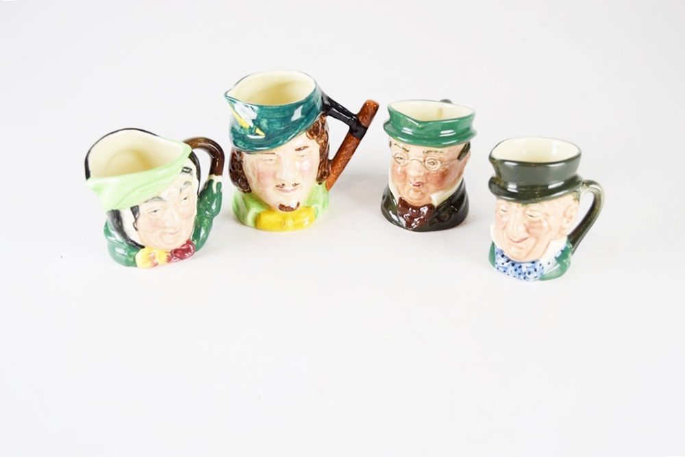 Four Vintage Miniature Character Jugs by Royal Doulton & Sandland