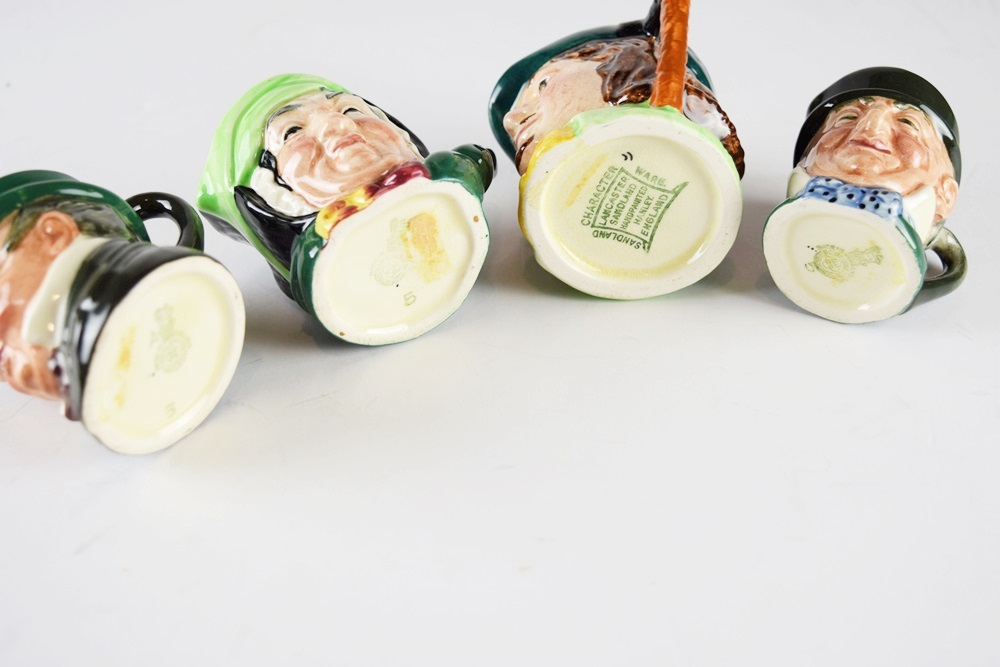 Four Vintage Miniature Character Jugs by Royal Doulton & Sandland