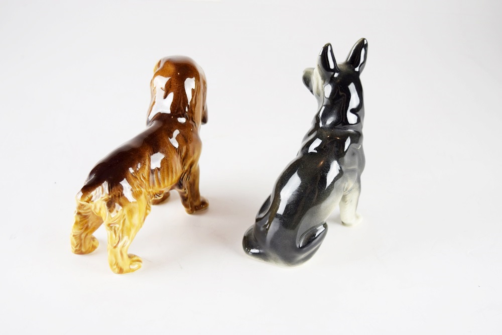 Miniature Vintage Canine Hand-Painted Figurines, Made in Japan