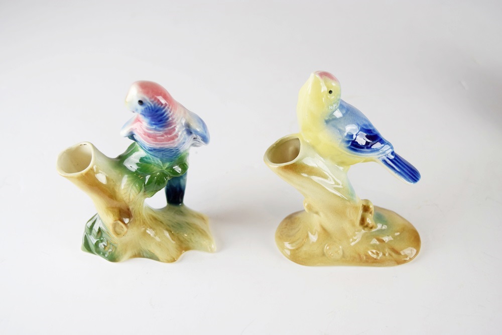 A Collection of Vintage Royal Copley Bird Vases