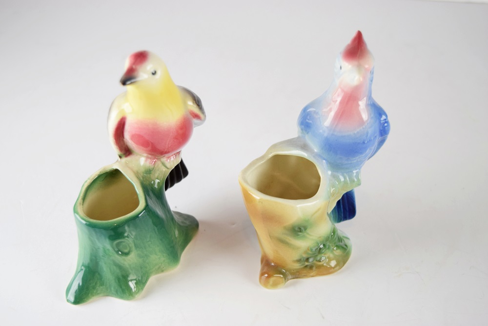 A Collection of Vintage Royal Copley Bird Vases