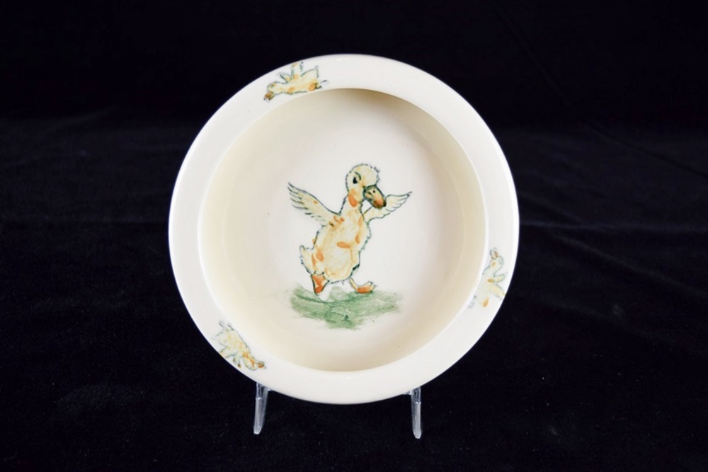 A Vintage Weller Ware Baby Dish with Ducks