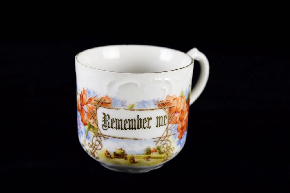 Three Collectible Antique Mugs with Gold Personalized Lettering